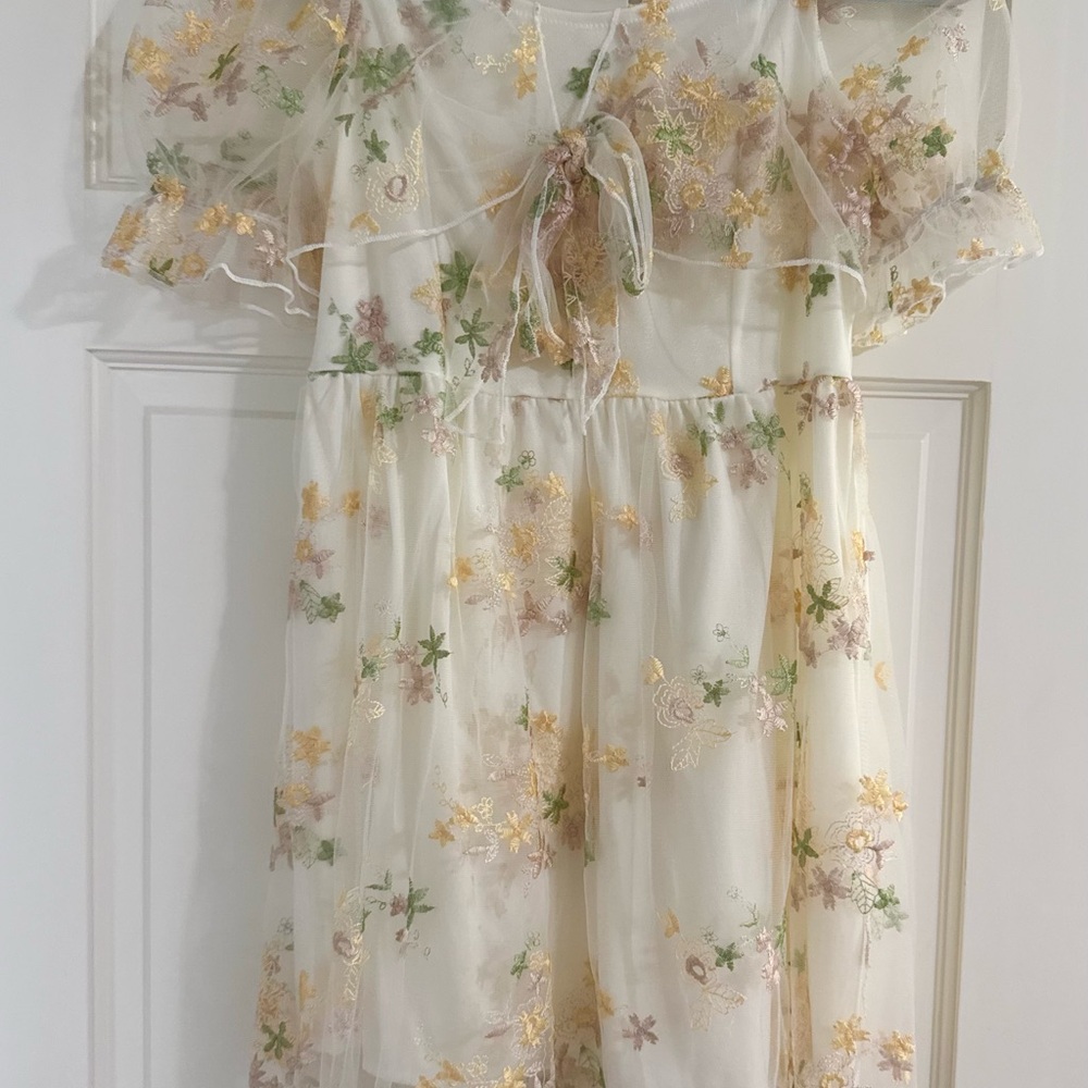Cottagecore Floral Embroidered Dress